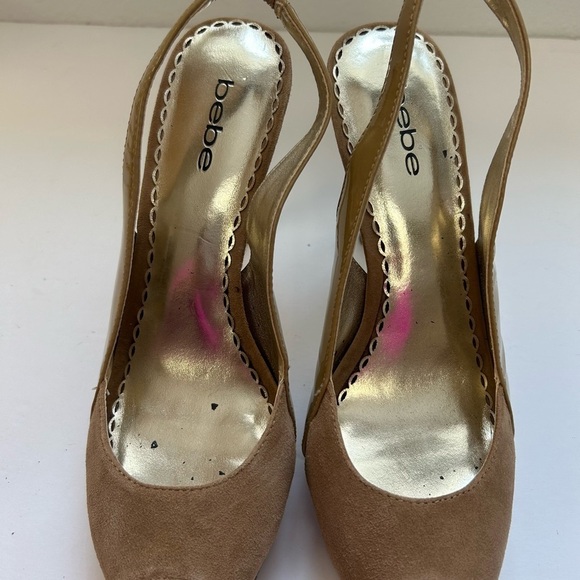 BEBE/high heel shoes/Zahara style/sueded front Patton leather/size 8 - Picture 6 of 8